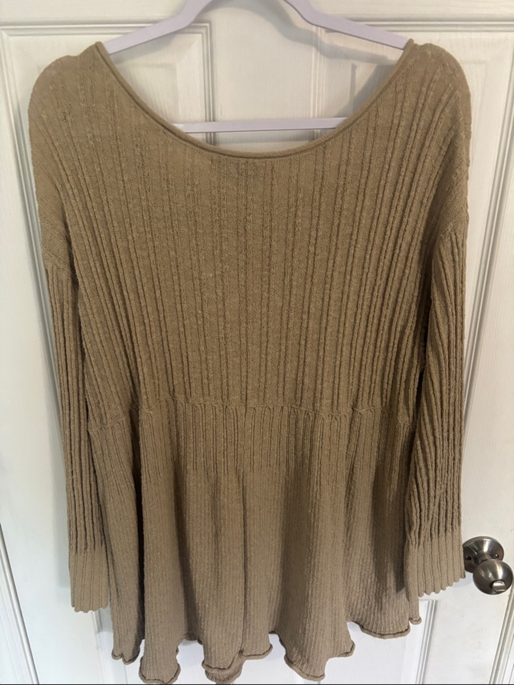 Free People Beach Ribbed Scoop-Neck sweater dress in Taupe - Picture 7 of 7